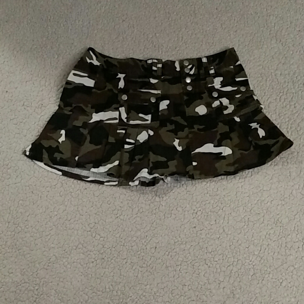 Camo Jean Mini Skirt